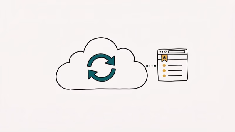 Chrome Settings Sync page showing bookmarks sync toggle turned on for Google account