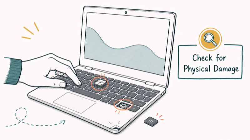 Hand-drawn illustration: Check for Physical Damage
