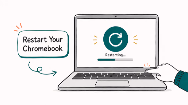 Hand-drawn illustration: Restart Your Chromebook