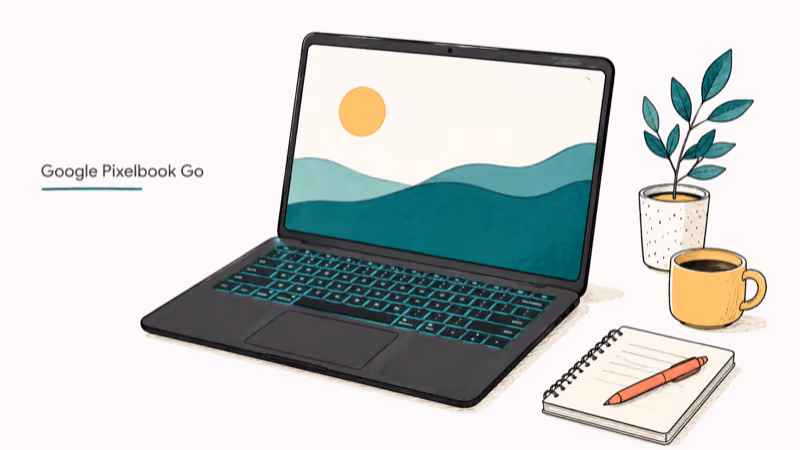 Hand-drawn illustration of Google Pixelbook Go