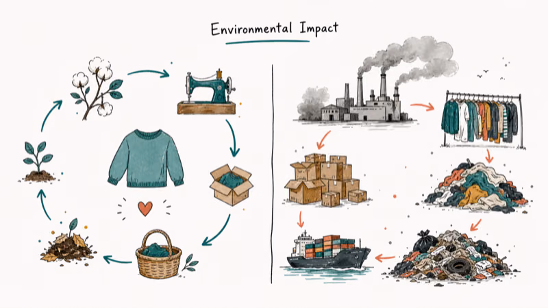 Hand-drawn illustration: Environmental Impact