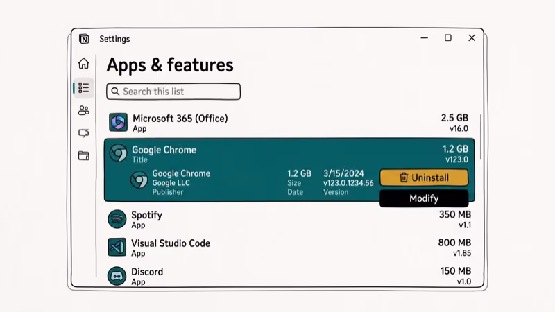 Windows Programs and Features showing Cisco EAP-FAST module uninstall