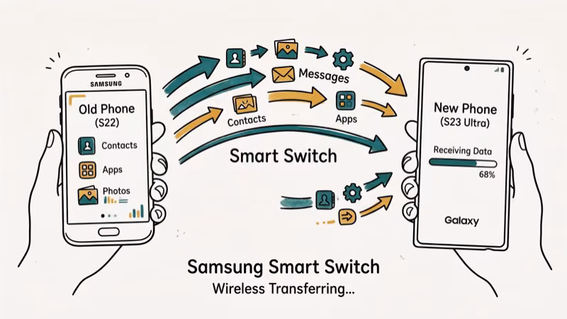 Samsung Smart Switch app transferring data between two Android phones