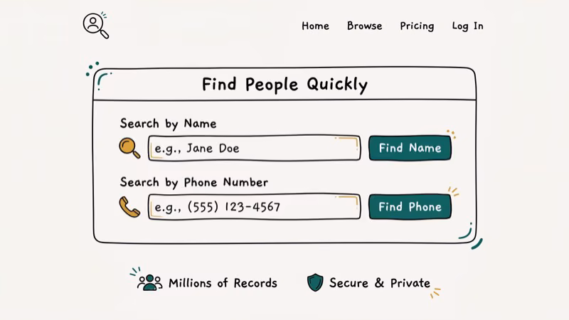 People search website interface showing name and phone lookup fields