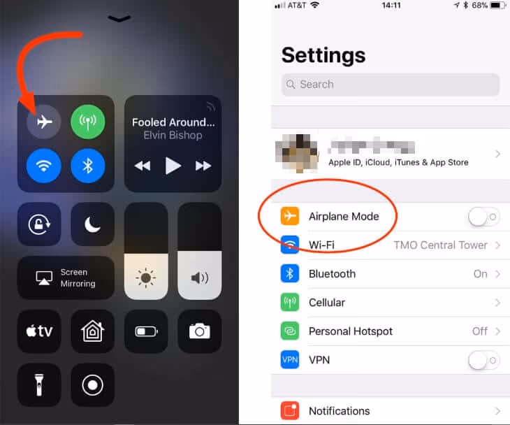 Fix com.apple.mobilephone error 1035 Using the Airplane Mode