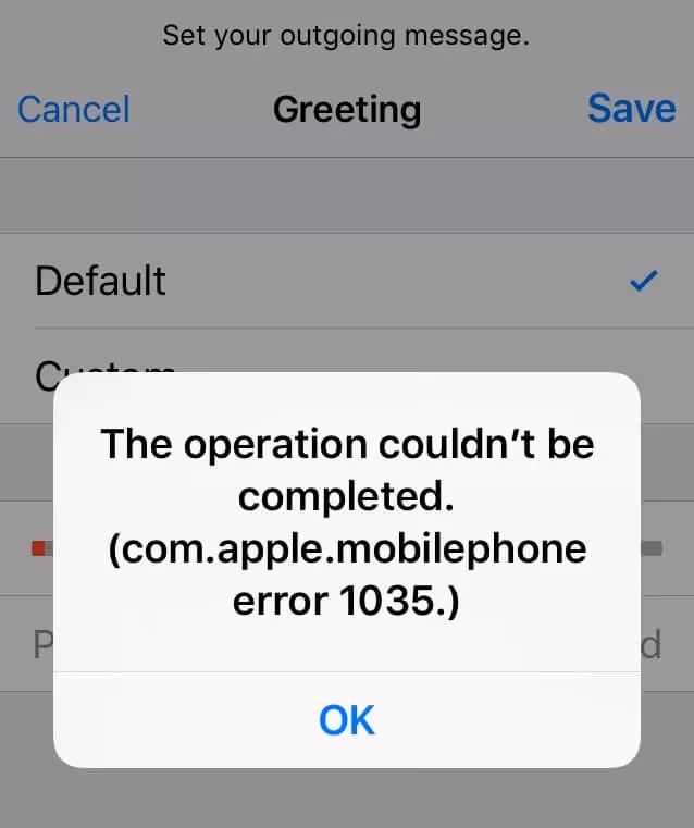 com.apple.mobilephone error 1035