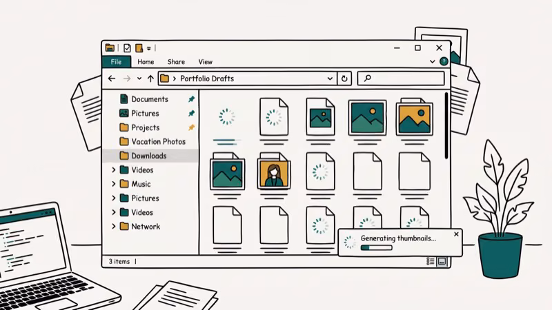 Windows File Explorer generating thumbnail previews for media files