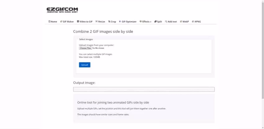 combine GIFs with EZGIF