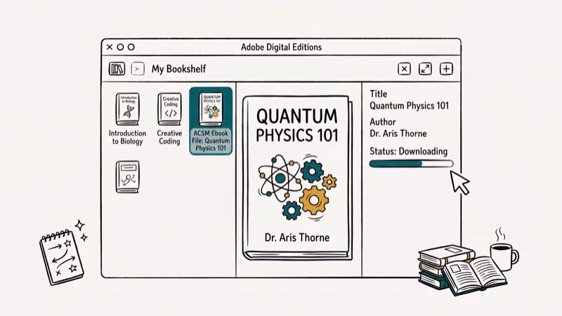 Illustration showing adobe digital for convert acsm to pdf