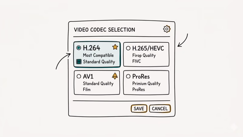 Illustration showing codec for convert ifo to mp4