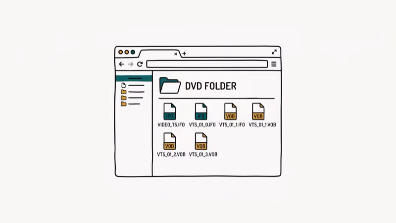 Illustration showing dvd files for convert ifo to mp4