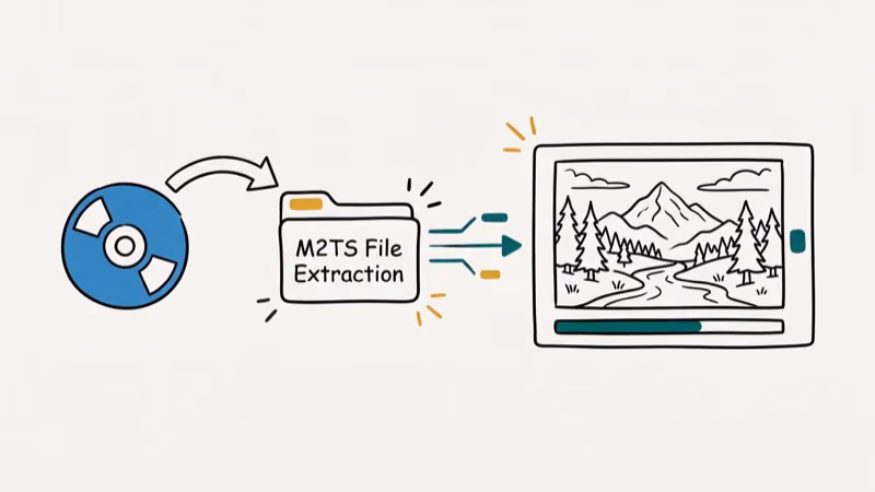 Illustration showing blu ray disc for convert m2ts to mp4