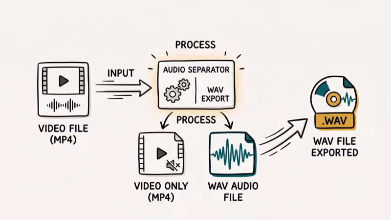 Illustration showing audio extract for convert mp4 to wav