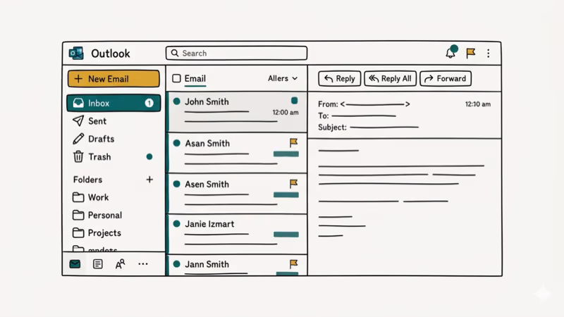 Illustration showing outlook for convert ost to pst