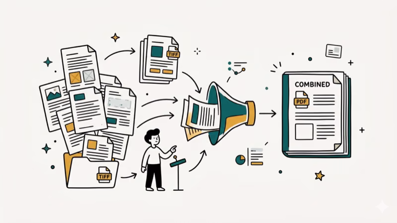 Illustration showing pages for convert tiff to pdf