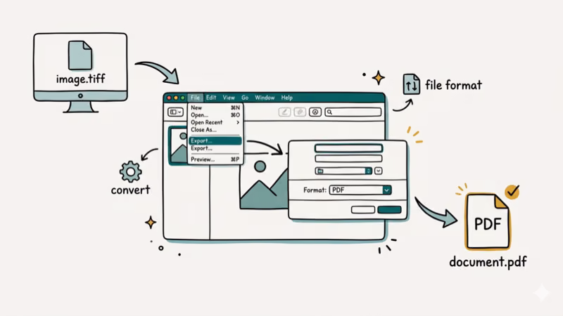 Illustration showing preview for convert tiff to pdf