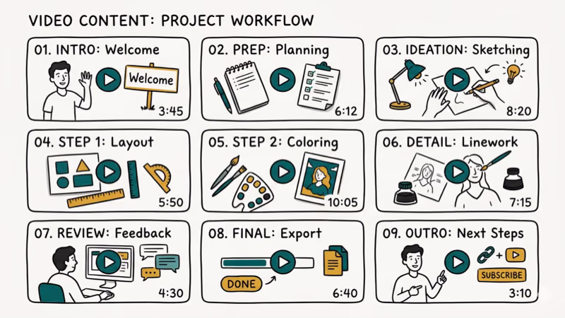 Illustration showing grid for convert video to image