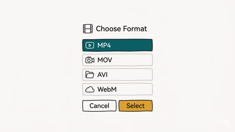 Illustration showing format drop for convert video to mp4