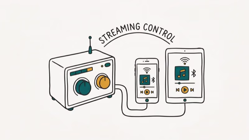 Illustration of smart amp for convert wired speakers to wireless