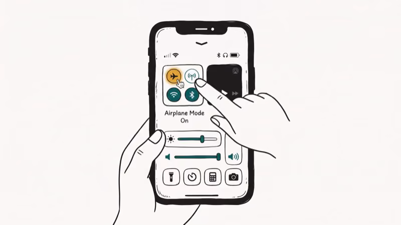 Illustration of airplane toggle for could not activate cellular data network