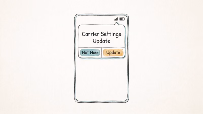 Illustration of carrier settings for could not activate cellular data network