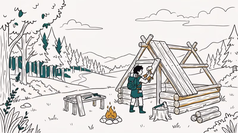 Illustration of building for crafting survival games ps4