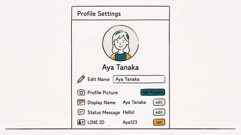 Illustration of profile setup for create line account