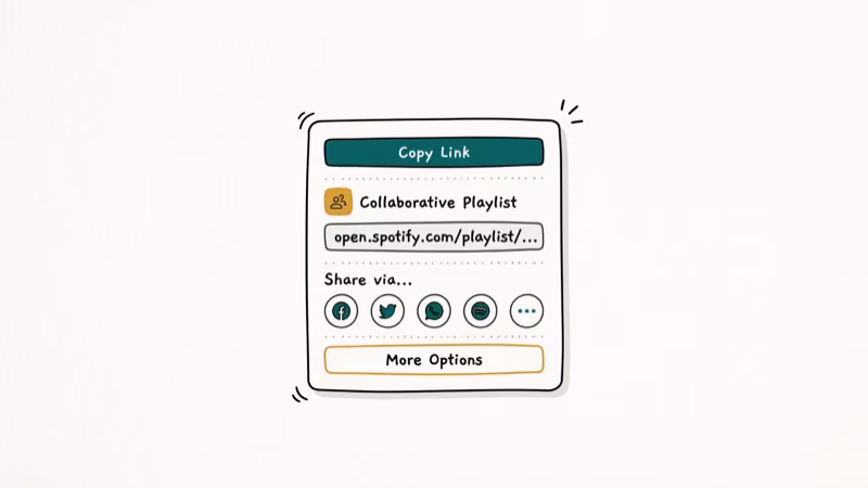 Illustration of invite friends for create share a spotify collaborative playlist with friends