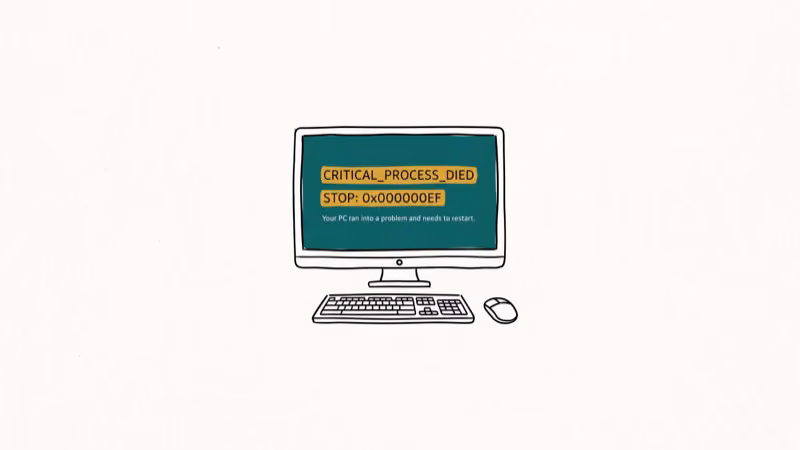 Illustration of bsod screen for critical_process_died