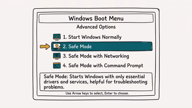 Illustration of safe mode for critical_process_died
