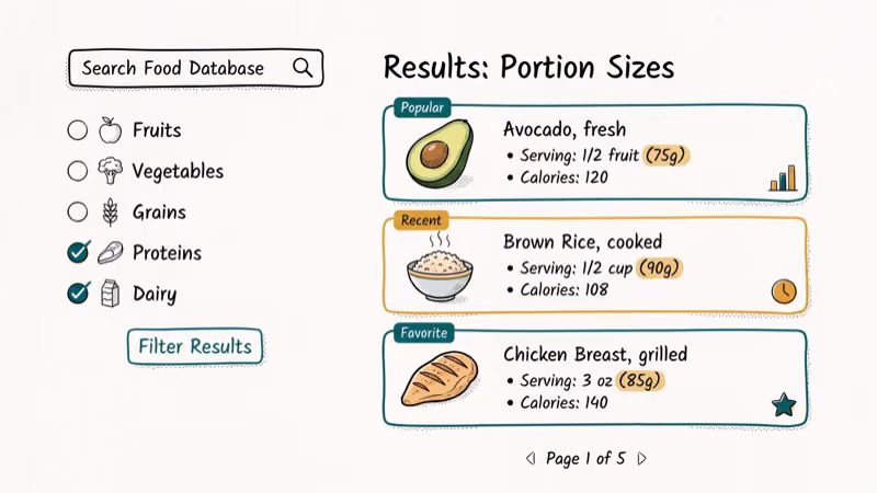 Illustration of food database for cronometer vs myfitnesspal
