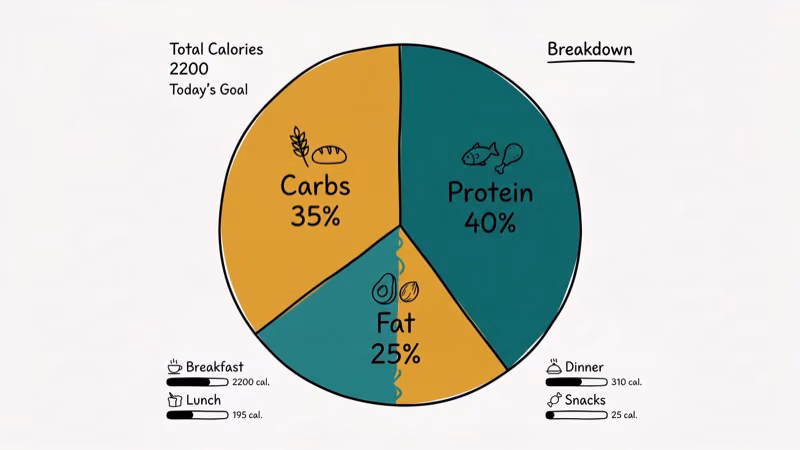 Illustration of macro tracking for cronometer vs myfitnesspal