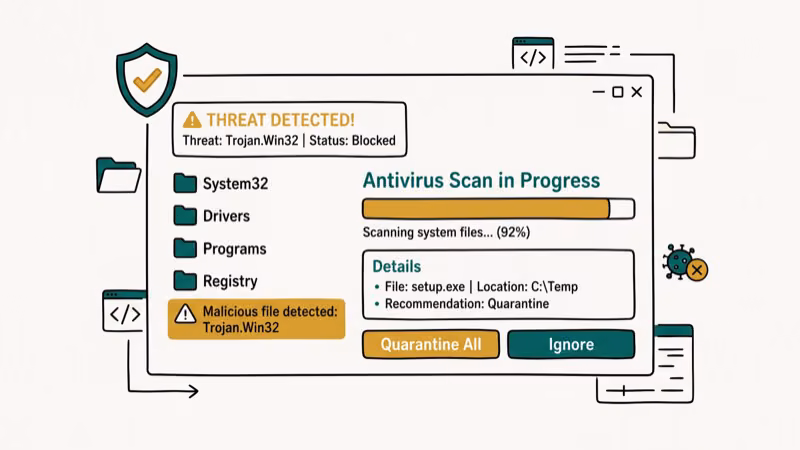 Illustration of antivirus scan for csrss exe trojan