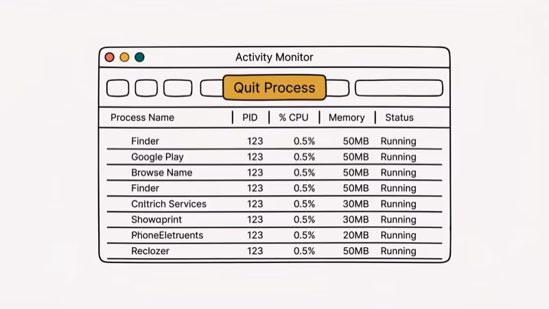 Illustration of activity mon for ctrl alt del mac