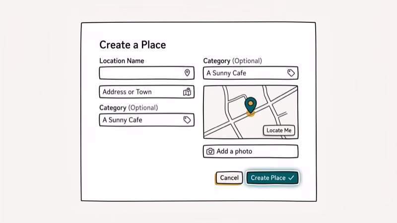 Illustration of facebook places for custom location instagram