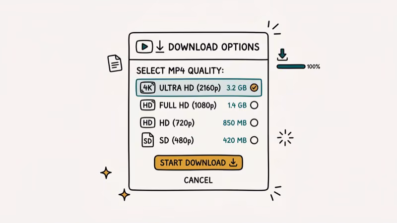 Illustration of download options for dailymotion video downloader
