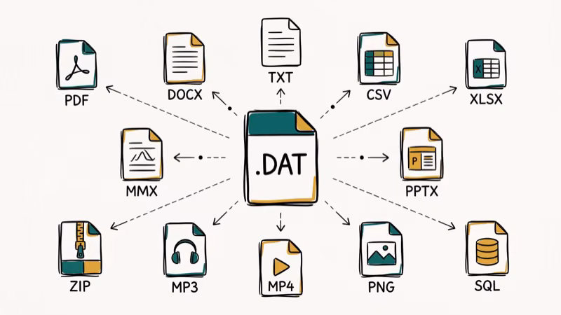 Illustration of format types for dat file converter