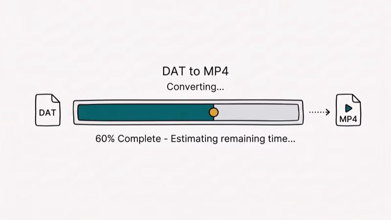 Illustration of conversion progress for dat to mp4 converter online