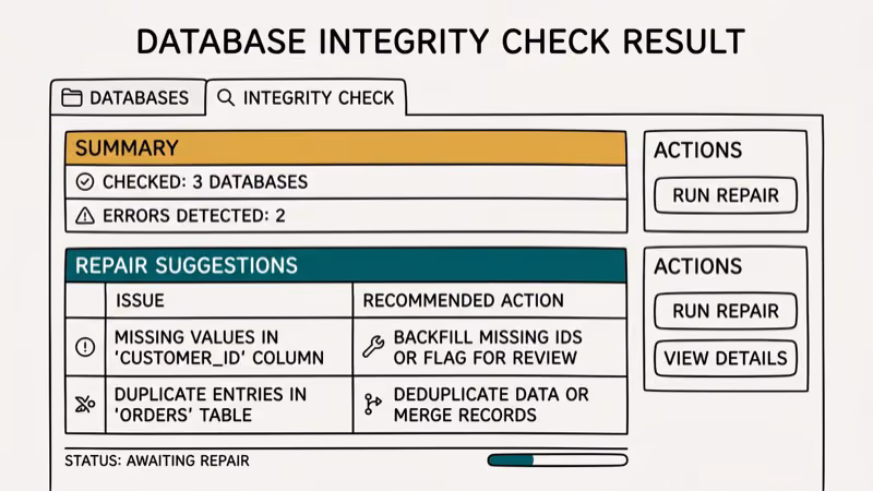 Illustration of corruption check for datastore edb