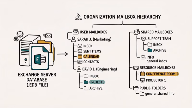 Illustration of exchange db for datastore edb