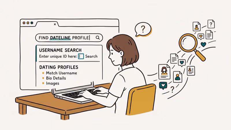 Illustration of username lookup for dating profile search