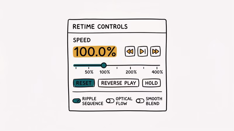 Illustration of retime controls for davinci resolve speed up clip