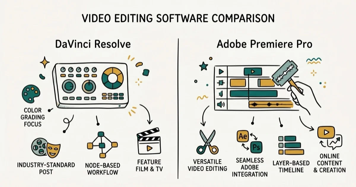DaVinci Resolve vs. Premiere Pro – Full Comparison in 2026 cover image