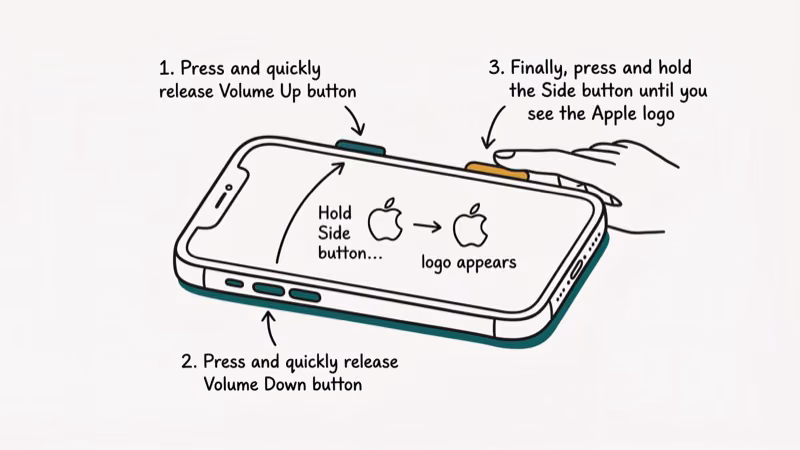 Illustration of force restart for dead iphone x dead iphone 8