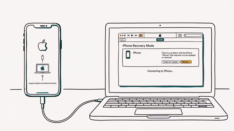 Illustration of recovery mode for dead iphone x dead iphone 8