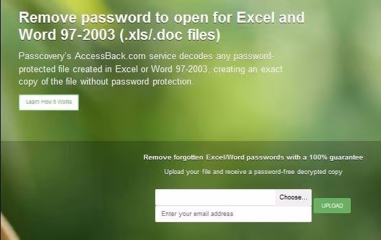 Use an online method to decrypt Excel file