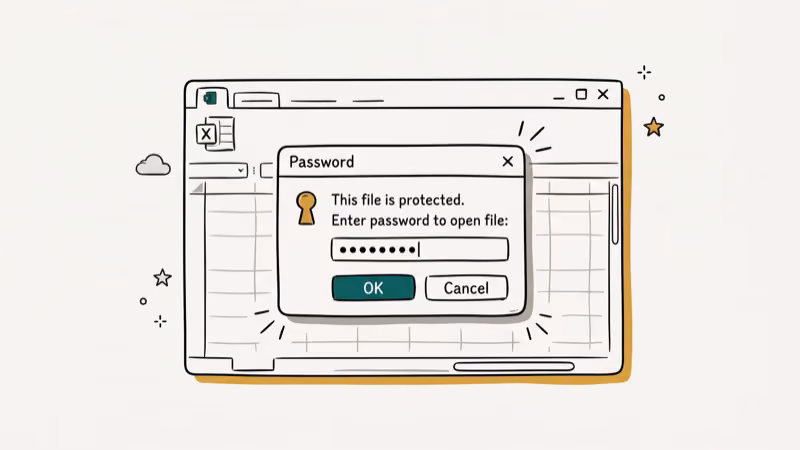 Illustration of password prompt for decrypt excel file