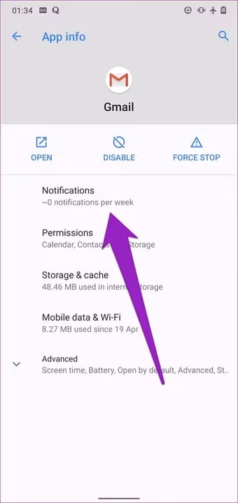 Choose Notifications from the drop-down menu