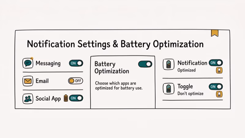 Illustration of notification settings for delayed notifications android