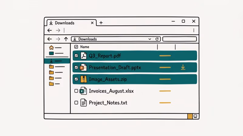 Illustration of file explorer for delete download history on your computers